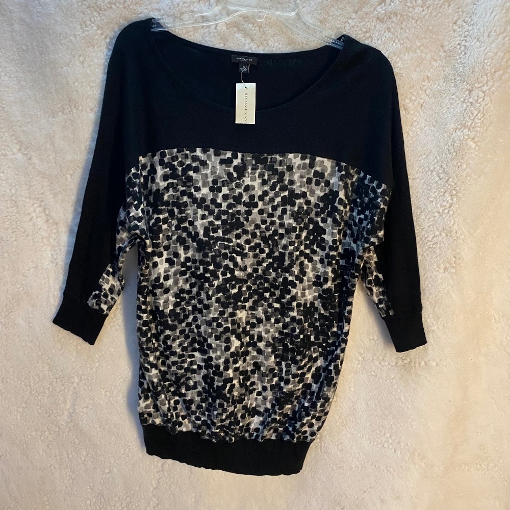 Ann Taylor Lightweight Sweater in Black & White, size S (NWT)